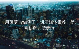 用菠萝TV做例子，讲清媒体素养：简明讲解，菠萝fm