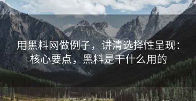 用黑料网做例子，讲清选择性呈现：核心要点，黑料是干什么用的
