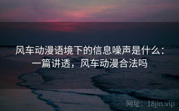 风车动漫语境下的信息噪声是什么：一篇讲透，风车动漫合法吗