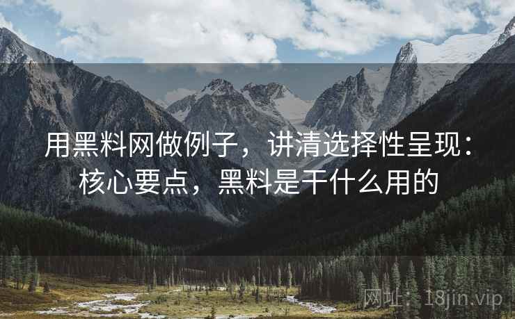 用黑料网做例子,讲清选择性呈现:核心要点,黑料是干什么用的 用黑料网做例子,讲清选择性呈现:核心要点,黑料是干什么用的