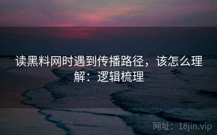 读黑料网时遇到传播路径，该怎么理解：逻辑梳理
